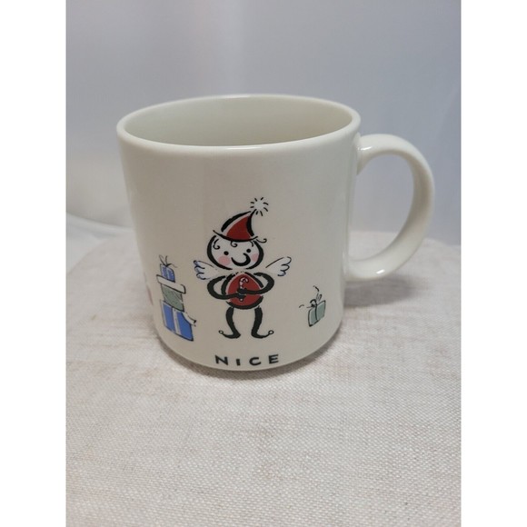 La Dee Da Christmas Naughty & Nice Elf 10 Oz. Ceramic Coffee, Hot Cocoa, Tea Mug - Picture 3 of 4